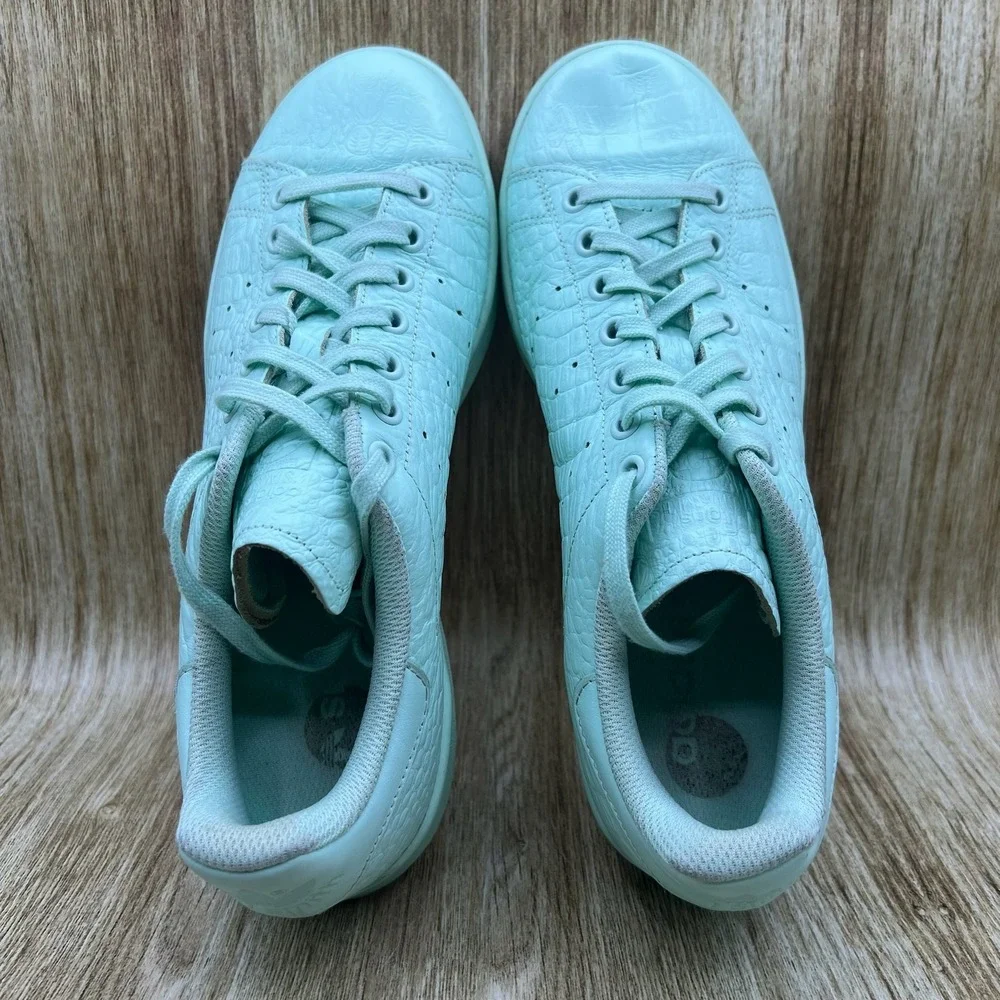 Adidas Stan Smith Women's Size‎ 10 Frozen Mint Green Croc Sneakers Shoes AQ6806